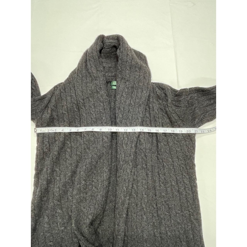 Lauren Ralph Lauren Charcoal Wool Cashmere Shawl Collar Cardigan Medium - Picture 6 of 10